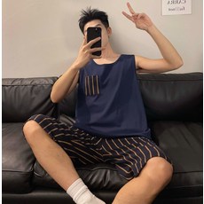 2'nd Pink 男士涼感時尚口袋背心 + 短褲睡衣套裝