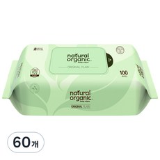 네츄럴오가닉 오리지널 플레인 물티슈 리필형, 50g, 100매, 60개