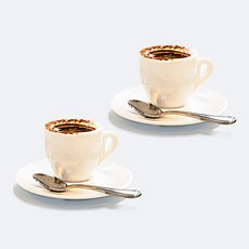 HORECA 加厚濃縮咖啡杯 + 迷你咖啡匙組, 白色, 2套