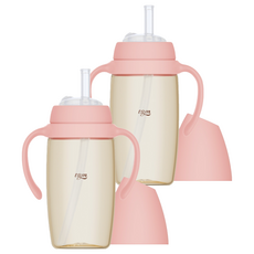 티지엠 유아용 PPSU 밀알 빨대컵, 280ml, 2개, 블룸핑크