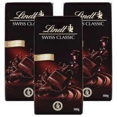 Lindt 瑞士蓮 經典黑巧克力, 3包, 100g