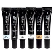 Jello Jello 立體指甲彩繪膠 10g 6入組, Embo Clear+Zig Black+Zag White+Black Terrazzo+Gold Ring+Silver Ring, 1組