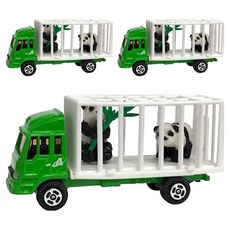 love color 樂彩森林 迷你合金車, 85#熊貓縮細運送車, 適用年齡五歲以上, Green, 9.5 x 3.8cm, 3個