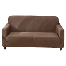 小銅板 防水沙發套 M(雙人) 95%聚脂纖維+5%彈力纖維, 菱格 咖啡色, 1個