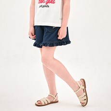 JELISPOON 女童 Love Love 斜紋荷葉邊褲