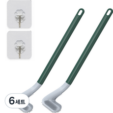 싸비예 욕실 변기 다용도 골프채 청소솔 + 후크 세트, 6세트, 그린(청소솔), 투명(후크)