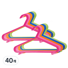 bebehook 嬰幼兒基本款簡約衣架組, 萊姆, 粉紅色, 藍色, 橘色, 亮粉色, 40個