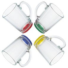 Luminarc 彩色杯底手柄玻璃杯 320ml 4入, 1組, 混色