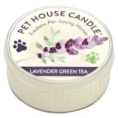 PET HOUSE 室內除臭寵物香氛蠟燭 薰衣草綠茶, 43g, 持續使用時間長達12小時, 無添加色素，石蠟、石油，可重複使用, 1罐