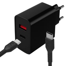 홈플래닛 PD PPS 45W 2포트 초고속 멀티충전기 + CtoC 케이블 (아이폰17 호환), 블랙, 1세트