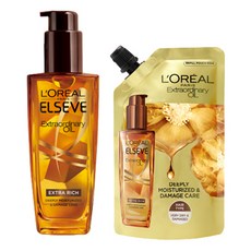 로레알 엑스트라 리치 헤어오일 100ml + 리필 파우치 90ml 세트, 1개