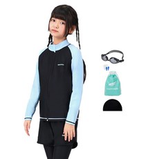 aquatica 防曬拉鍊上衣 AQAJJ451 + 短褲水母褲 AQA421 + 一般用泳鏡 5件組