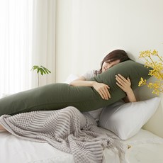 KIT HOME 如絲綢般柔軟的竹纖維身體抱枕 + 防塵蟎超細纖維枕芯, 卡其色, 1個