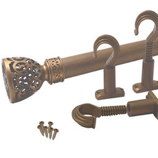 SUNDECO 印花造型窗簾桿 35mm+調節支架, 金黑色