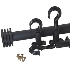 SUNDECO 方形蓋可調式窗簾桿 35mm+支架, 黑色