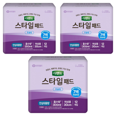 디펜드 여성용 스타일 패드 초슬림, 12개입, 3개, 초슬림 안심대용량