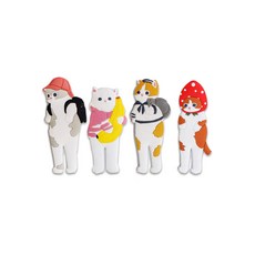 리에르 컨셉 고양이 자석 구부러지는 자석 마스크걸이 4종, 캠핑 고양이 + 여행 고양이 + 바나나 고양이 + 딸기 고양이, 1세트