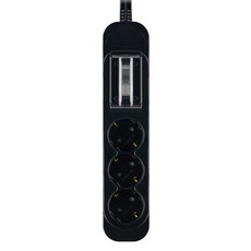 보에담 고용량 멀티탭 3구 배선, 블랙, 1개, 3m