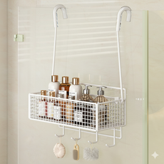 디엔오 욕실 다용도 후크 걸이형 선반 1단, 화이트, 1개