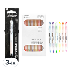 투코비 COLNK 닥터그립 편한샤프 랜덤발송 + 트윈헤드 투시 형광펜 6종 세트, 0.5mm, 3개