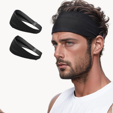 Hensen 超薄吸汗髮帶, 2個, 黑色