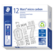 STAEDTLER 施德樓 Mars Micro Carbon 250 自動鉛筆芯 2B, 0.7mm, 12個
