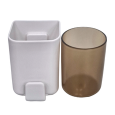 懶角落 壁掛漱口杯置物架 附透明茶色杯, 7159606, 2組