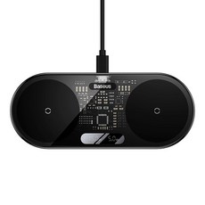 Baseus 倍思 數顯2合1無線充電器 Type-c 3A 20W 通用版 含簡易通用資料線 1m, 黑色, 1個