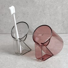 모나코올리브 칫솔 거치 홀더 클리어 양치컵 2종 세트, 1세트, 투명 + 핑크