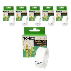 TONICO 透明膠帶補充包 辦公手持切割花式膠帶補充包 18mm X 20M 半透明, 6個