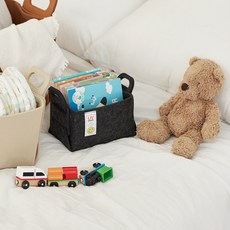 리브맘 접이식 펠트 비비드 수납바구니, 차콜, 1개