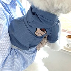 Puppy Dream 狗狗小熊鬚邊牛仔連帽T恤 00128, 1個, 淺藍色