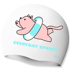 SD7 貓咪印花矽膠泳帽 SGL-CA315, 白色