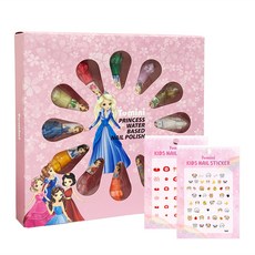 Tomini 孩童公主指甲油 12入+美甲貼紙 隨機出貨 2入, 混色, 1組