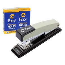 Peace Korea 35號釘書機 + 33號釘書針補充包 2入組, 1組, 灰色、白色、米色