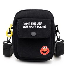 SORIDAL 帆布印花斜背包, 黑色