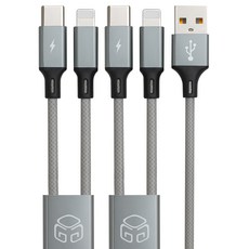 디지지 C타입 라이트닝 호환 2in1 고속충전 멀티 케이블, 메탈실버, 2개, 120cm 메탈실버, 2개, 120cm