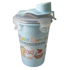 兒童吸管杯 330ml L號, 藍色, 1個