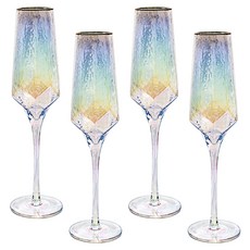 칼딘 홈카페 오로라 홀로그램 유리 샴페인잔, 310ml, 4개