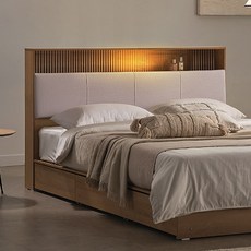 잉글랜더 에버딘 패브릭 LED 수납 침대 프레임 단품 방문설치, 오크