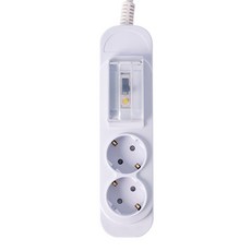 Boedam 防漏電高功率2孔延長線, 5m, 白色, 1個