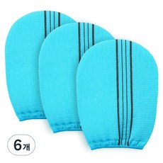 COZYWELL 去角質手套 沐浴巾, 藍色, 1入, 6個