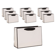 Hugoing 加厚禮品用長方形紙質購物袋 橫式, 白色, 10個