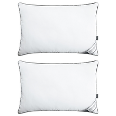 Tamsaa 黑邊超細纖維飯店式拉鍊枕頭, 白色 + 黑色, 2個