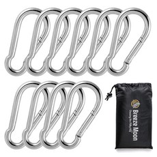 Breeze Moon 不鏽鋼登山扣 10入 + 收納袋組合, 單一顏色, 1套