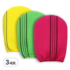 Cozywell 搓澡手套 沐浴巾, 3套, 紅色 + 綠色 + 黃色, 3入