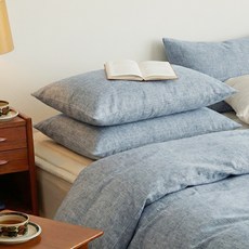 지베딩 파스텔 피치스킨 베개커버 2p + 구름 베개솜 2p 세트, 블루, 1개