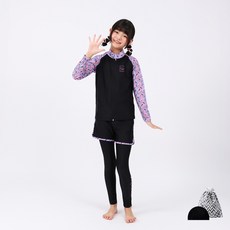 AQUATICA 孩童印花長袖泳衣 2款入+短泳褲+長泳褲+泳帽+收納袋組 AQA332