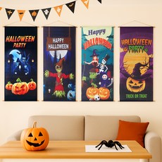PARTYSHOW 萬聖節裝飾橫幅掛軸4件組, 1號, 2號, 3號, 4號