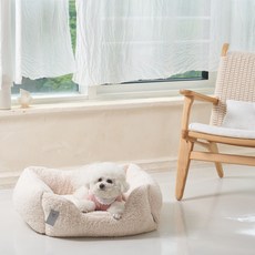 寵物胖胖時尚方形坐墊, 象牙白